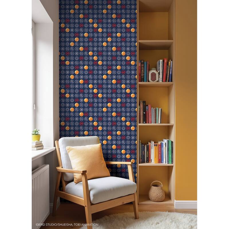 RoomMates Dragon Ball Z Symbols Blue Peel and Stick Wallpaper - N/A