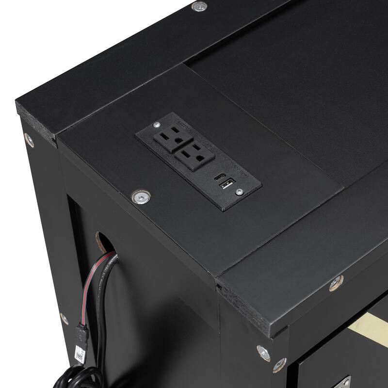 Side-Folding Printed Murphy Bed with LED and USB