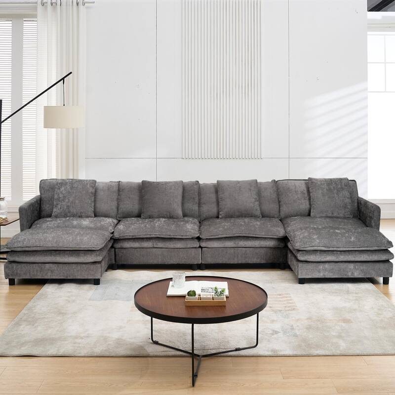 Velvet Loveseat Sofa, Lounge Sofa with High-Density Sponge Cushion, Sectional Sofa with Removable Ottoman