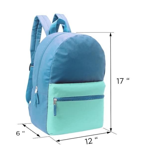 24-Pack 17" Two-Tone Backpacks for Kids - Bookbags in Bulk for Elementary, Middle, and High School Students, 12 Assorted Colors