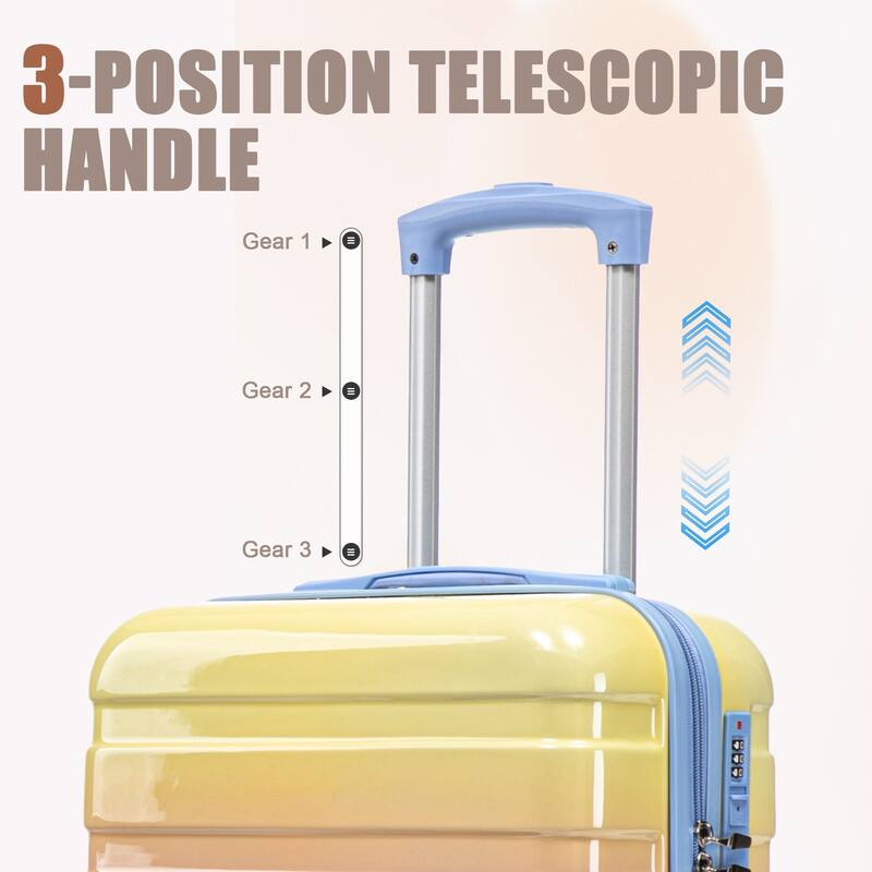 14In 20In 2 pcs in PC Spinner Wheel Luggage, Carry on Suitcase, With Gradient Color and Combination Lock