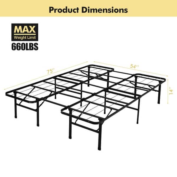 Folding Steel Platform Bed Frame for Kids and Adults Bed Bath