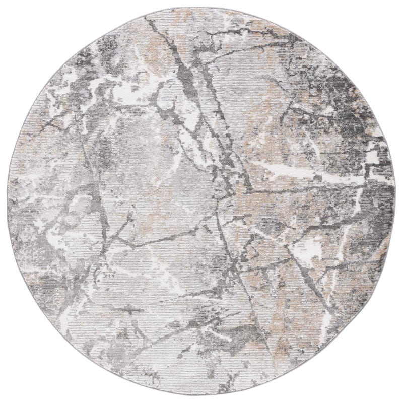 SAFAVIEH Meadow Dunya Modern Abstract Rug - 6'7" Round - Light Grey/Dark Grey
