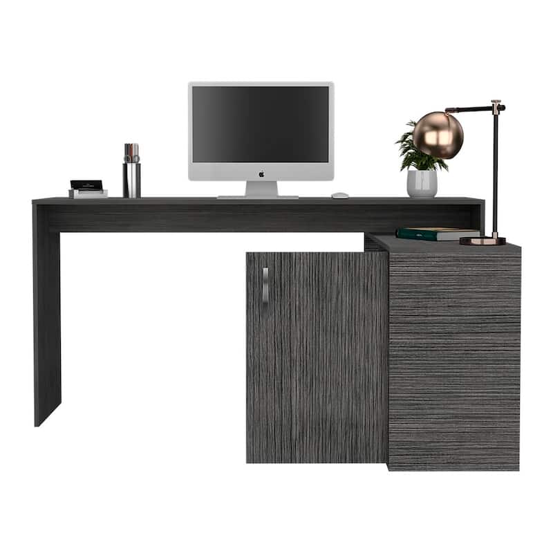 Modern L-Shaped Computer Desk with Open & Closed Storage Computer Table for Living Room Bedroom