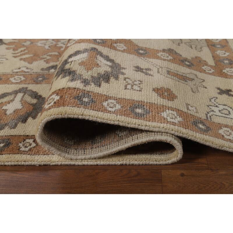 Oushak Indian Area Rug Handmade Grey Wool Carpet - 8'11" x 11'10"