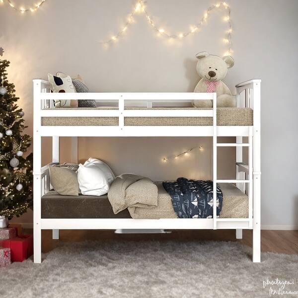 slide 2 of 13, Modren Full over Full Bunk Bed With Ladder For Bedroom,Guest Room Furniture for Bedroom White