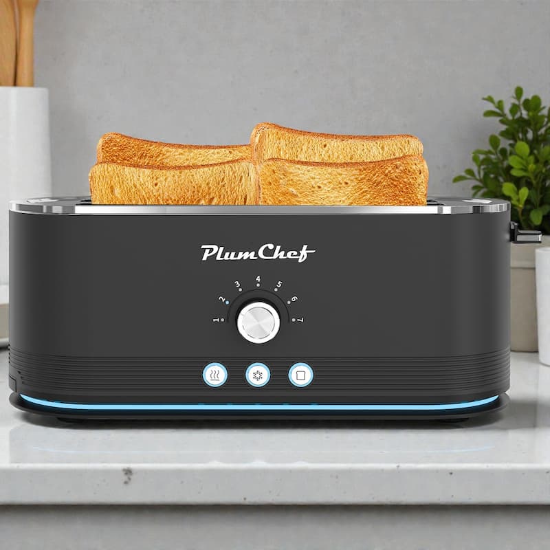 4 Slice Toaster with 7 Browning Settings, Stainless Steel Toaster with Defrost Reheat, Anti Jam, 1400W