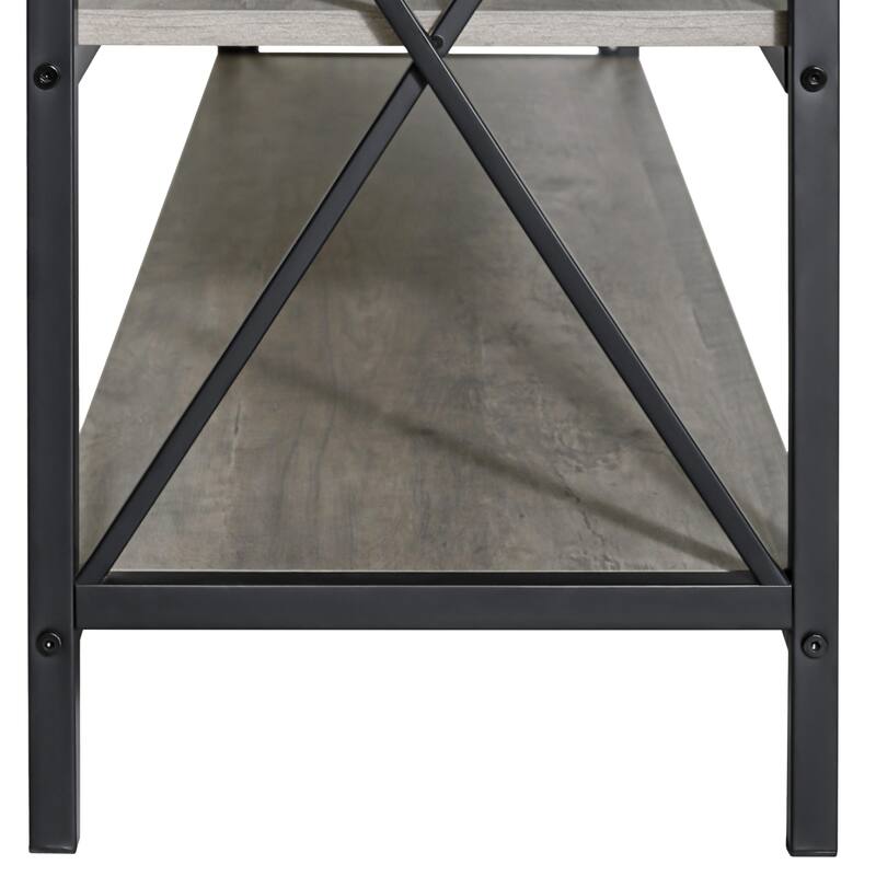 Industrial 57.8-Inch Wide Wood TV Stand Media Console