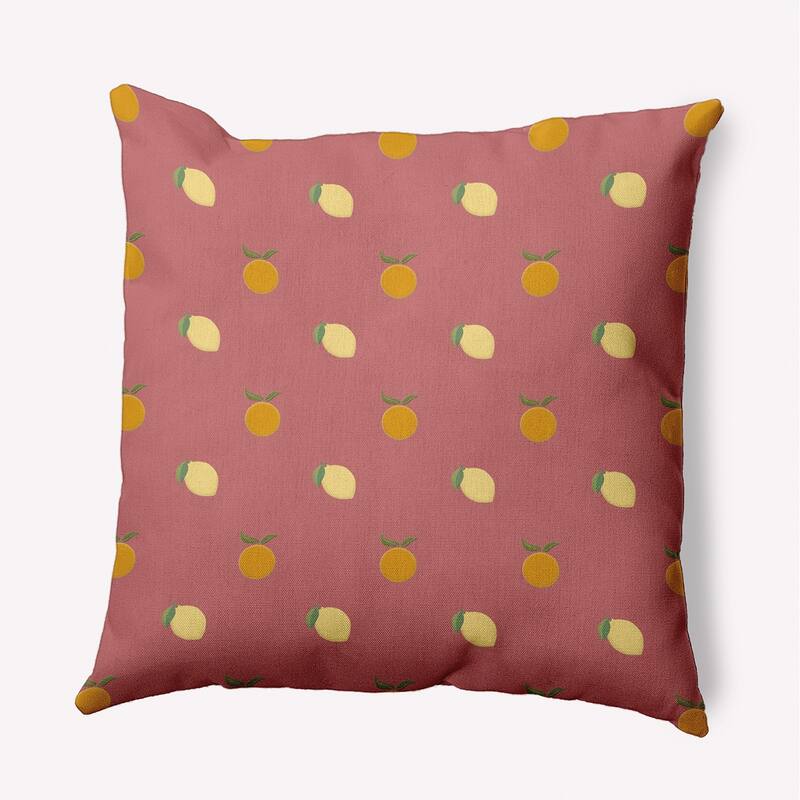 Oranges and Lemons Pattern Decorative Throw Pillow - 16" x 16" - Bright Mauve