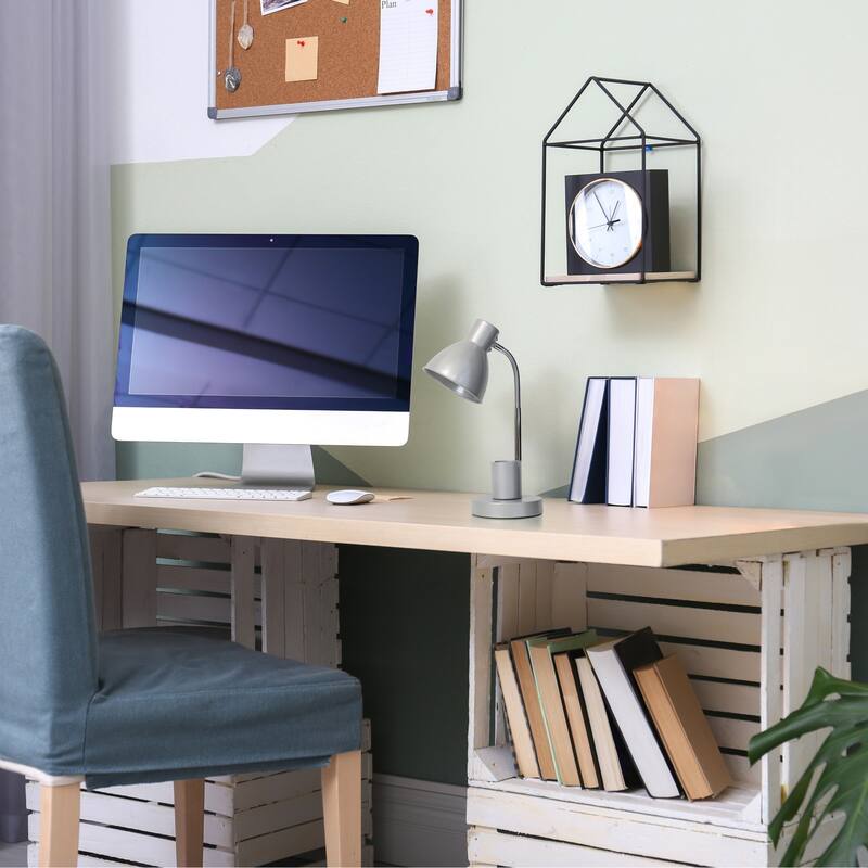 Gooseneck Desk Lamp with Adjustment Shade - 16.25" - Silver