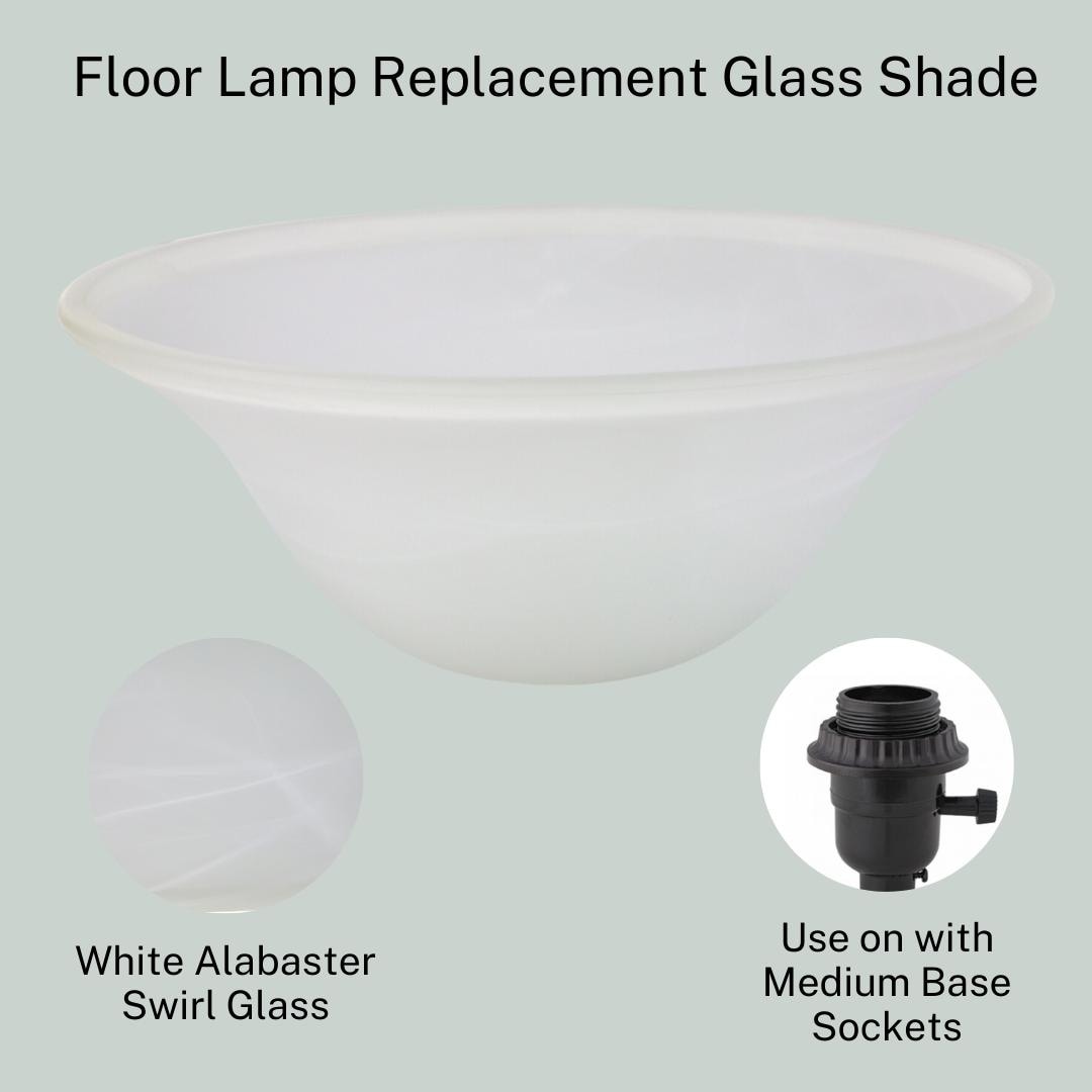 Alabaster Glass Lamp Shade Replacement for Floor Lamp White