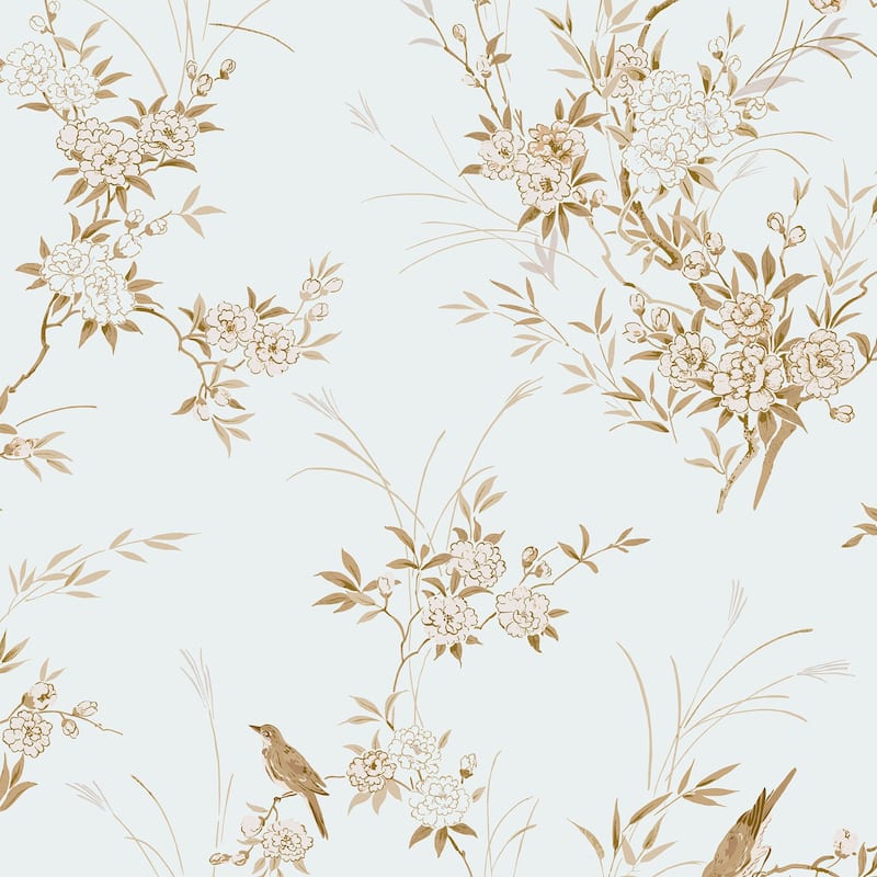 Shabby Chic by Rachel Ashwell Bird Chinoiserie Blue Gold Wallpaper