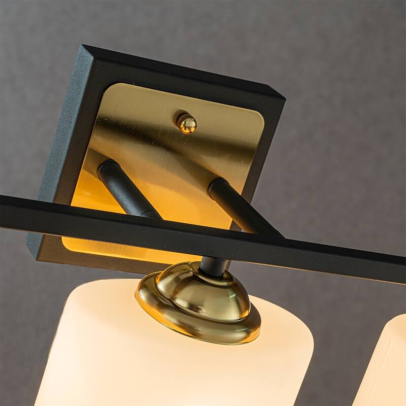 CraftHome 3-Light Modern Elegant Brass And Black Bathrooom Vanity Light With Milk White Glass Shades