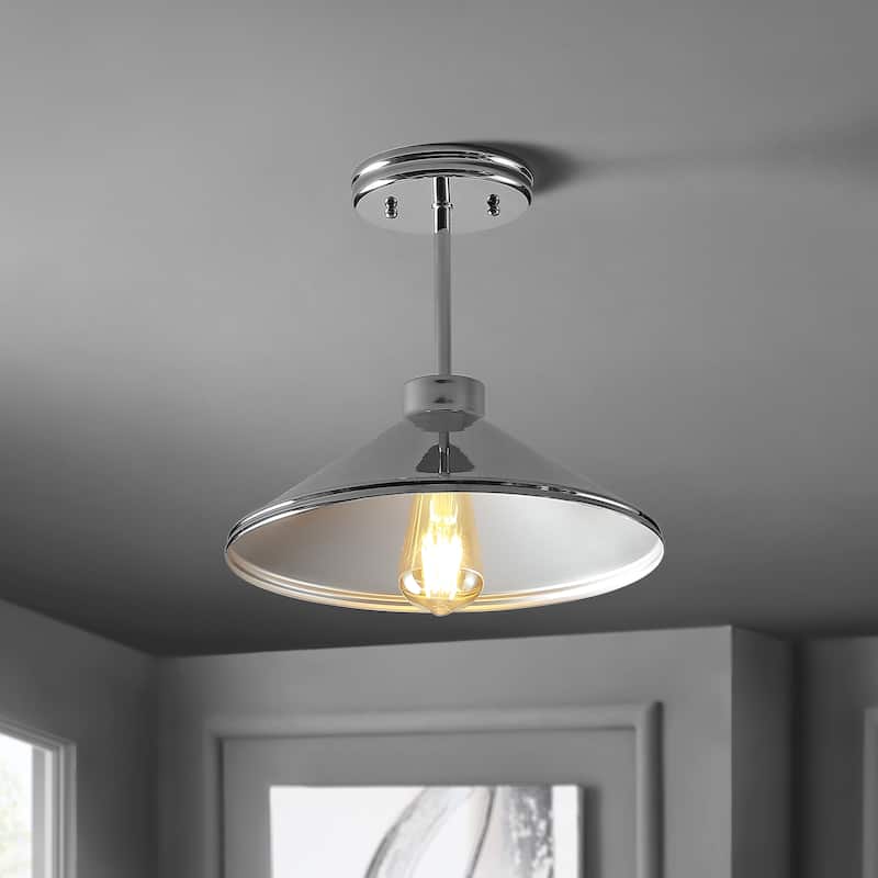 Farmhouse Iron Modern Farmhouse LED Semi Flush Mount, by JONATHAN Y - Chrome