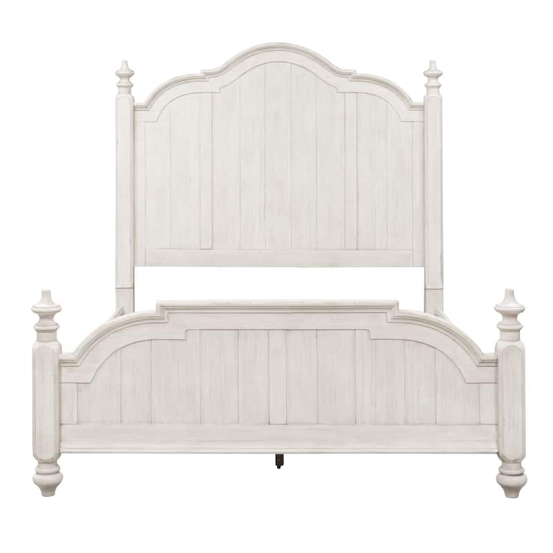 Farmhouse Reimagined Antique White with Chestnut King Poster Bed