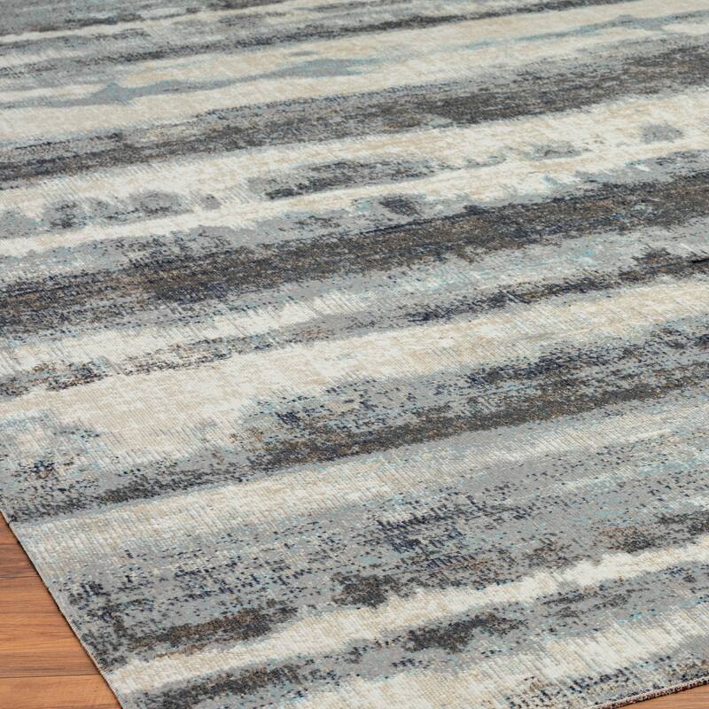 N Natori 24-Seven Outdoor/Indoor Off-White/Grey Tones/Teal Area Rug