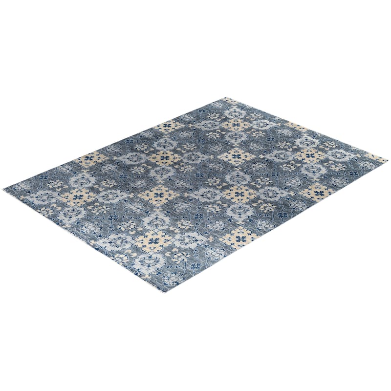 Modern One-of-a-Kind Handmade Area Rug - Gray, 9' 1" x 12' 2" - 9' 1" x 12' 2"