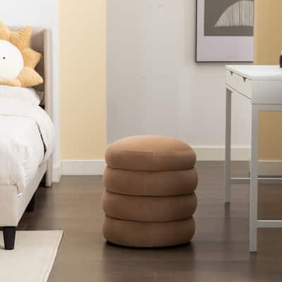 Soft Velvet Round Ottoman Footrest Stool