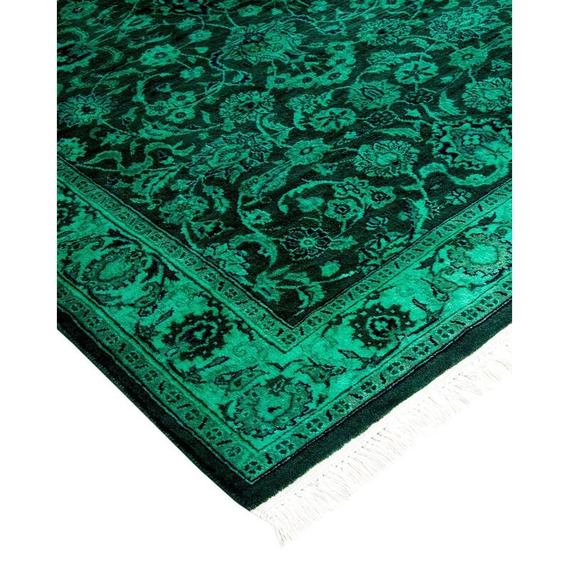 Overton Hand Knotted Wool Vintage Inspired Modern Contemporary Overdyed Green Area Rug - 3' 2" x 5' 2"