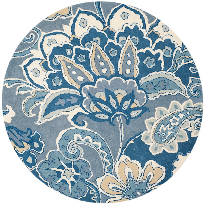 SAFAVIEH Handmade Floral Kaitlin Paisley Blue New Zealand Wool Rug