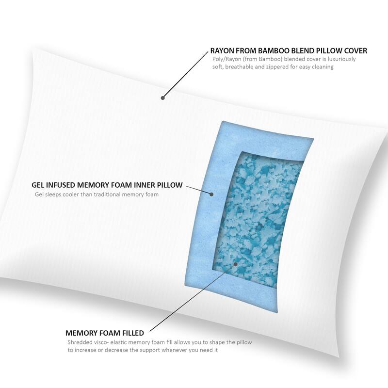 Madison Park Rayon from Bamboo Ivory Shredded Memory Foam Pillow with Cover