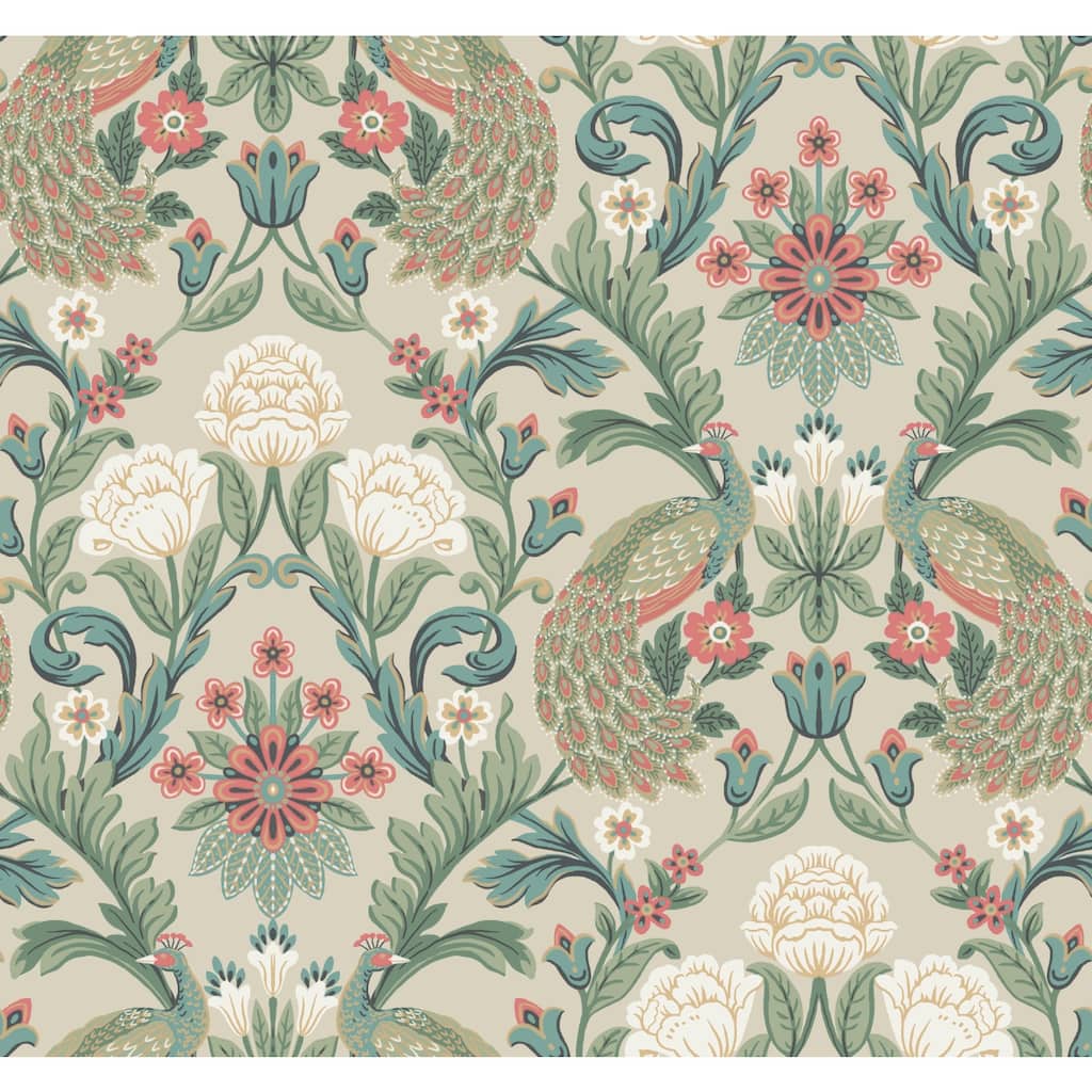 Ronald Redding Plume Dynasty Taupe Wallpaper