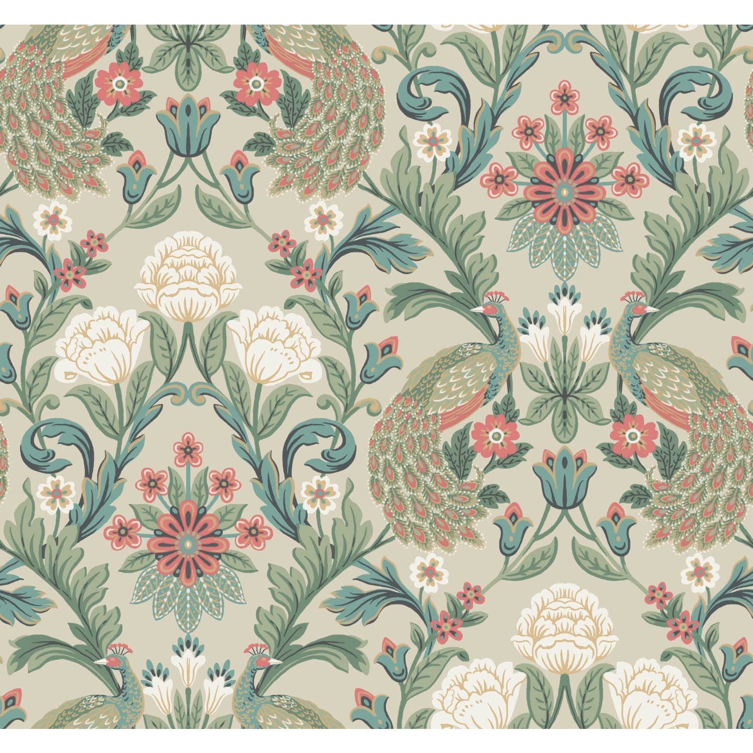 Ronald Redding Plume Dynasty Taupe Wallpaper