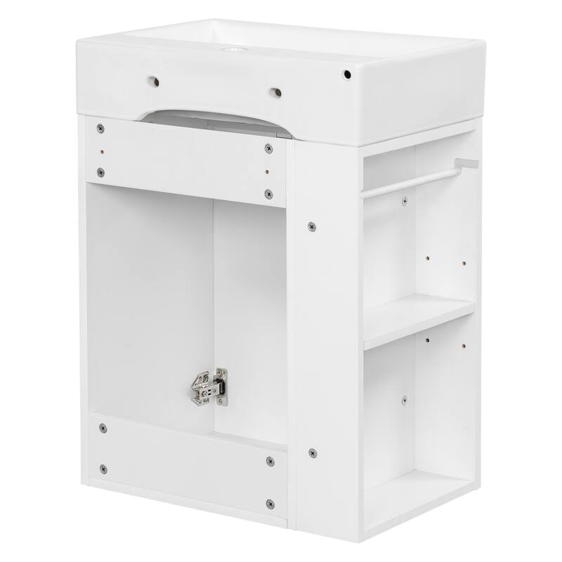 GDFStudio - Lucas Bennett Modern Compact Bathroom Vanity with Decorative Door and Smart Side Storage