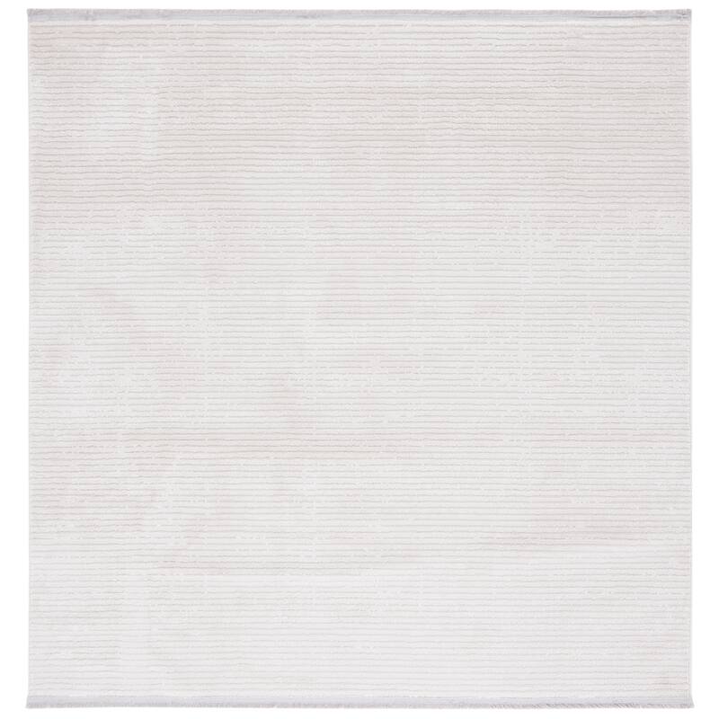 SAFAVIEH Whisper Cathalijne Contemporary Stripe Fringe Rug - 8' Square - Ivory