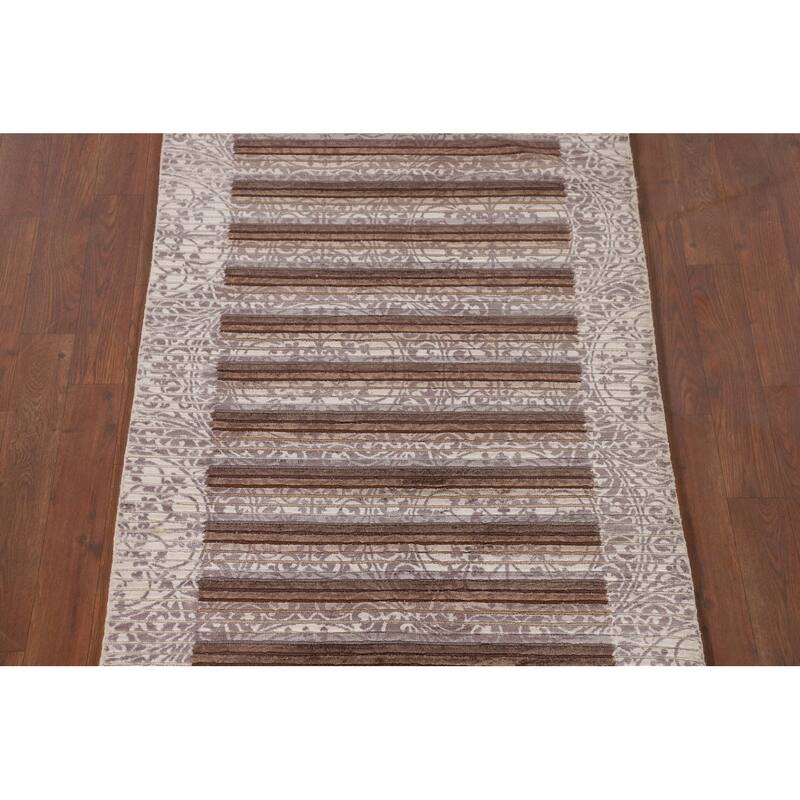 Modern Indian Accent Rug Handmade Abstract Wool Carpet - 2'8"x 5'0"