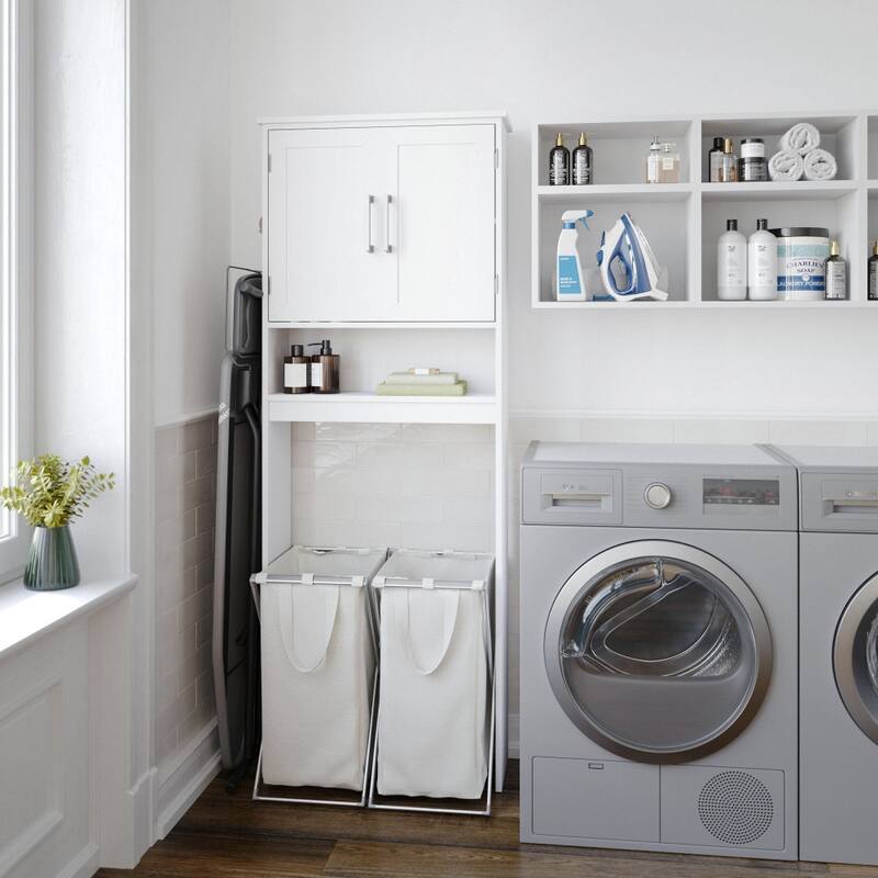 Modern Over the Toilet Cabinet with Shelves and Magnetic Closure Doors