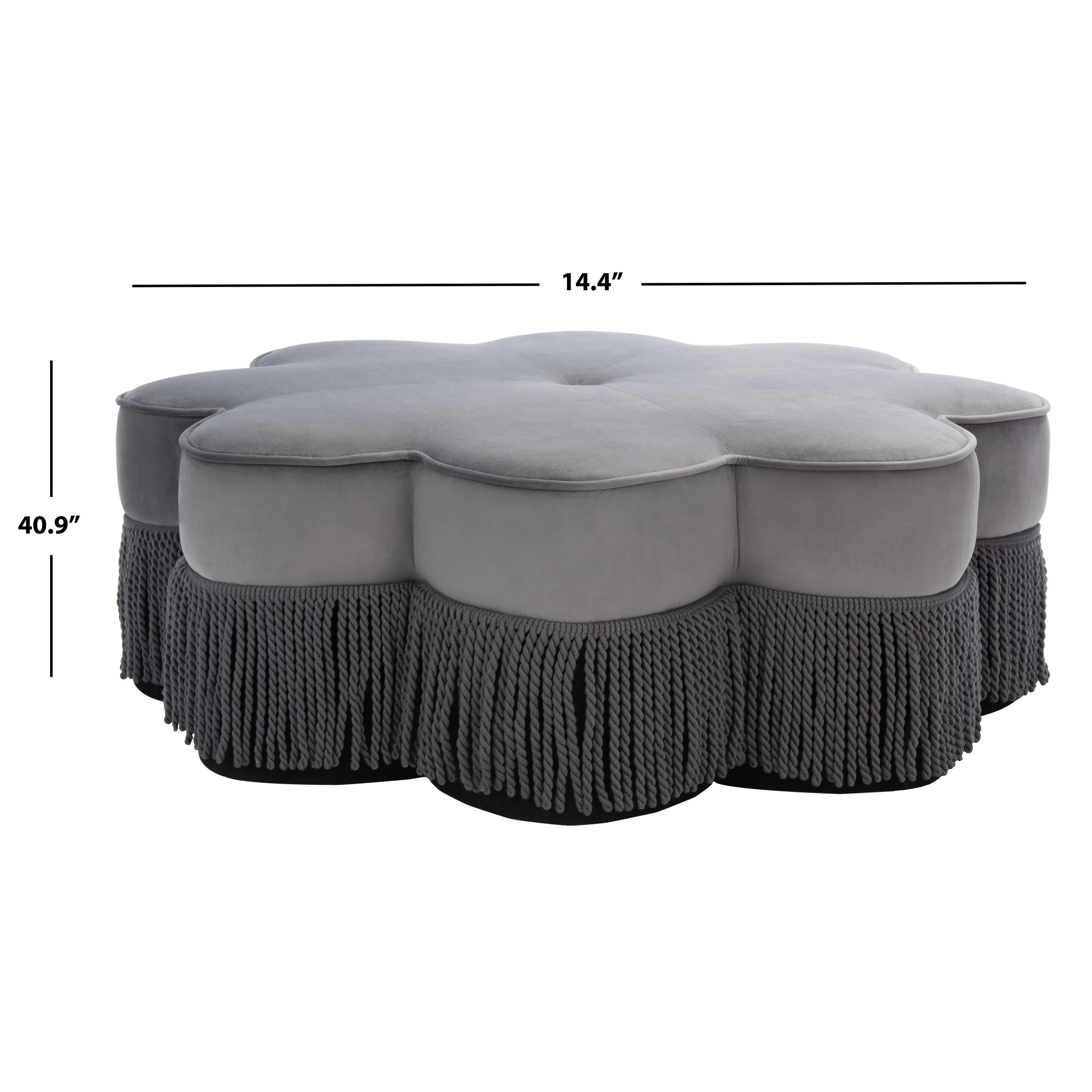 SAFAVIEH Katia Flower-Shaped Fringed Velvet Ottoman - On Sale
