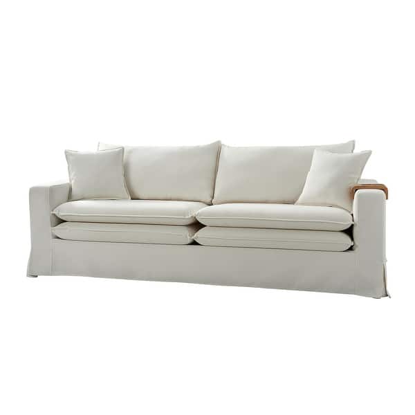 Elias Modern Loveseats Slipcovered Sofa with Cup Holder and Reversible