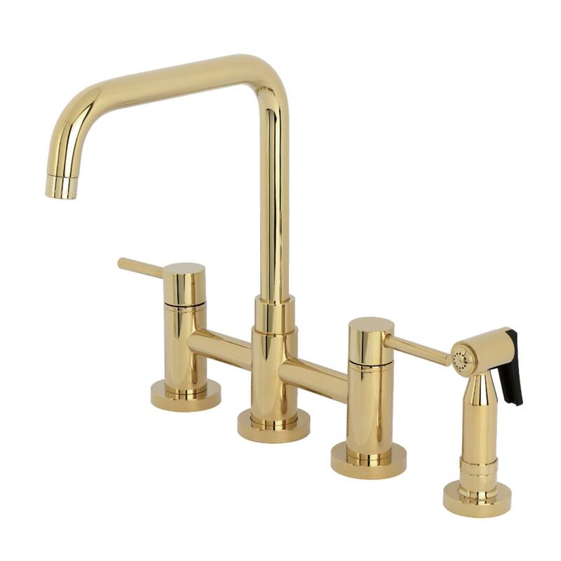 Kingston Brass Concord Two-Handle Bridge Kitchen Faucet with Brass Sprayer