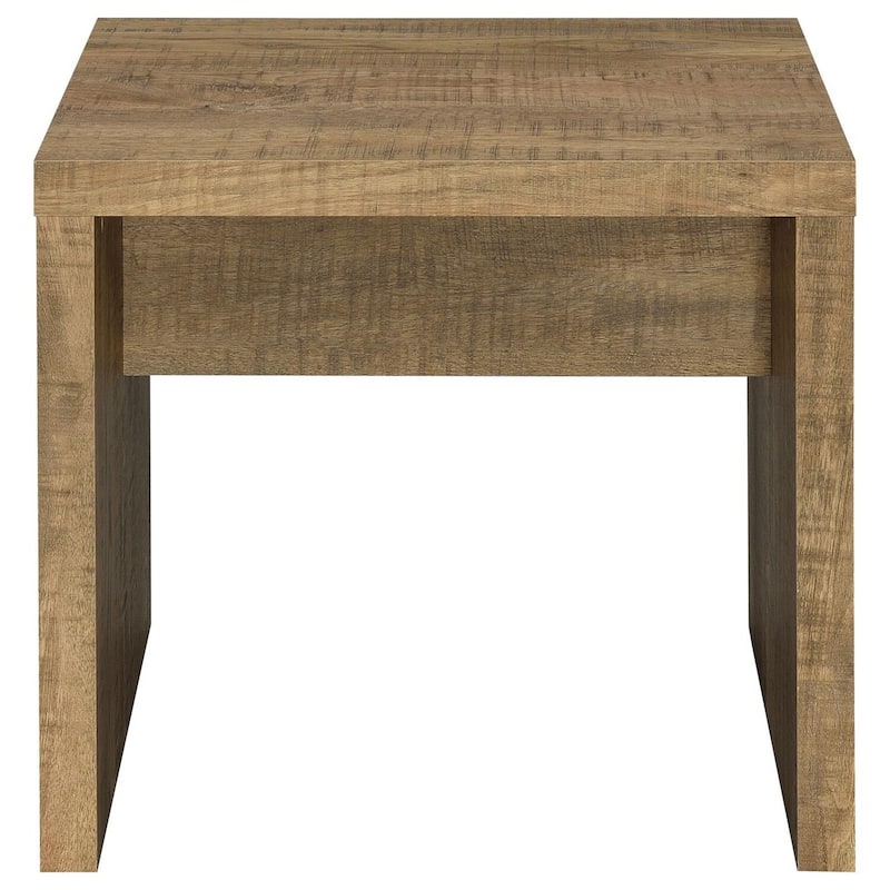 23.5 in. Natural Brown Square Wood End Table, Sturdy Build End Side Table for Living Rooms