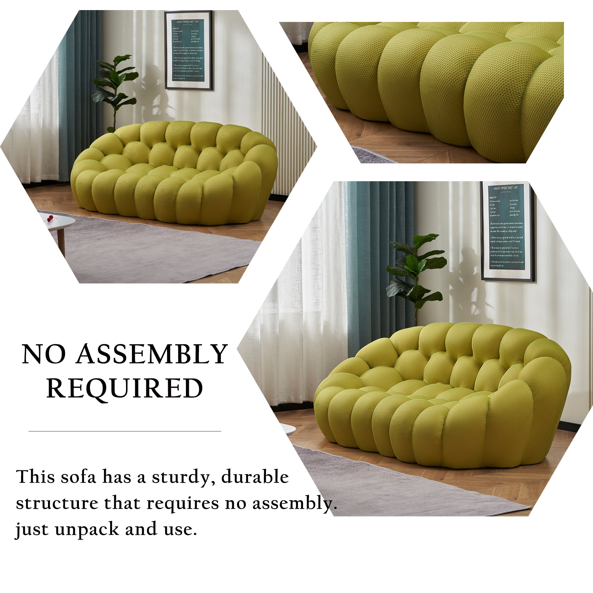 2-Seat Bubble Curved Lazy Sofa Honeycomb Shaped with 3D Textile