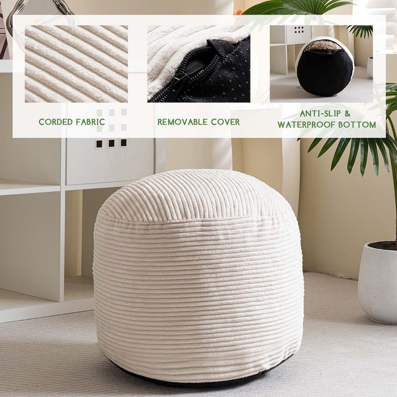 Round Corduroy Pouf Ottoman 20-inch/26inch