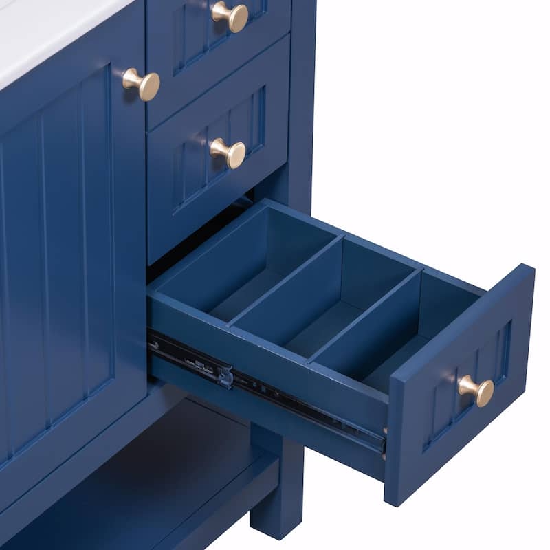 30" Transitional Style Bathroom Vanity with Ceramic Sink Combo
