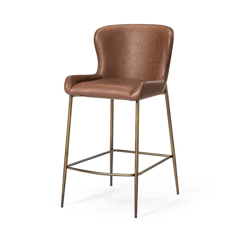 Maven Lane Naomi Metal and Vegan Leather Kitchen Dining Stool