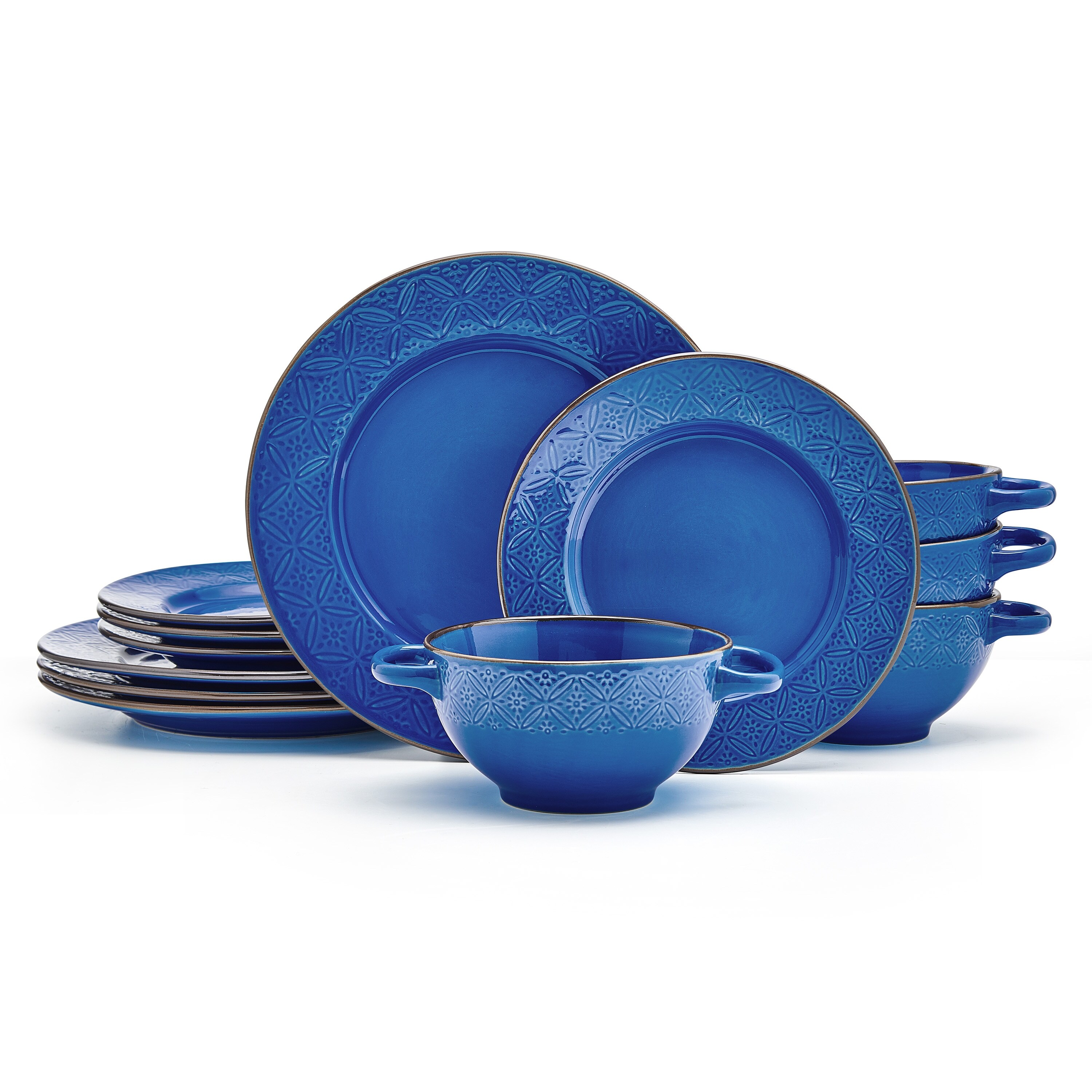 FAIENCERIE DE CHAROLLES MORIN皿２枚セットブルー Pfaltzgraff Kori Blue 12-Piece Dinnerware Set, Service for 4 - 12
