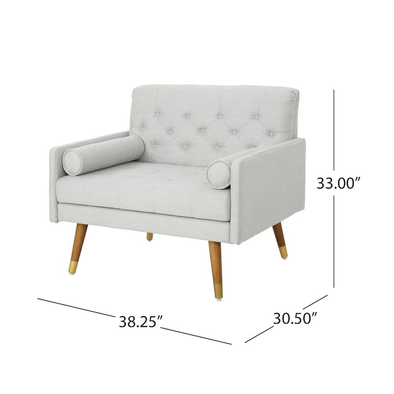 Roomfitters Upholstered Club Accent Chair with Curved Back and Button Tufting, Modern Lounge Chair for Living Room or Bedroom