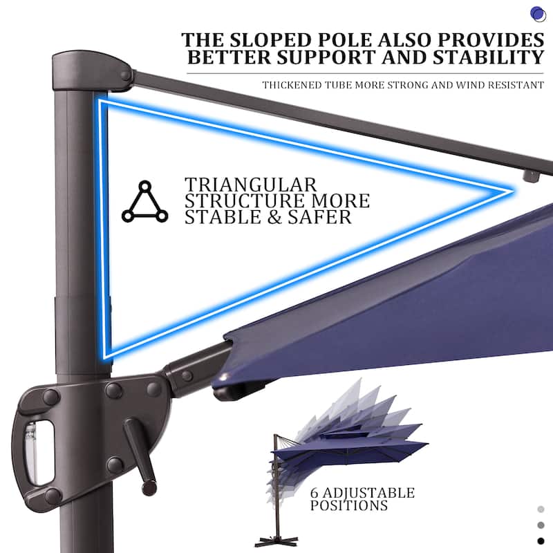 Pellebant 11 ft Patio Cantilever Offset Double Top Umbrella with Base