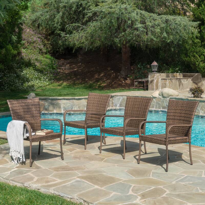 Christopher Knight Home Benhill Outdoor Contemporary Wicker Stacking Chairs (Set of 4)