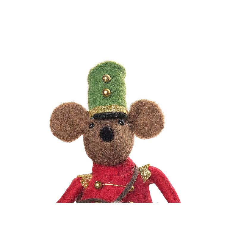 Festive Christmas Fabric Drummer Mouse Decorative Soft Figurine for XMAS Winter Holidays