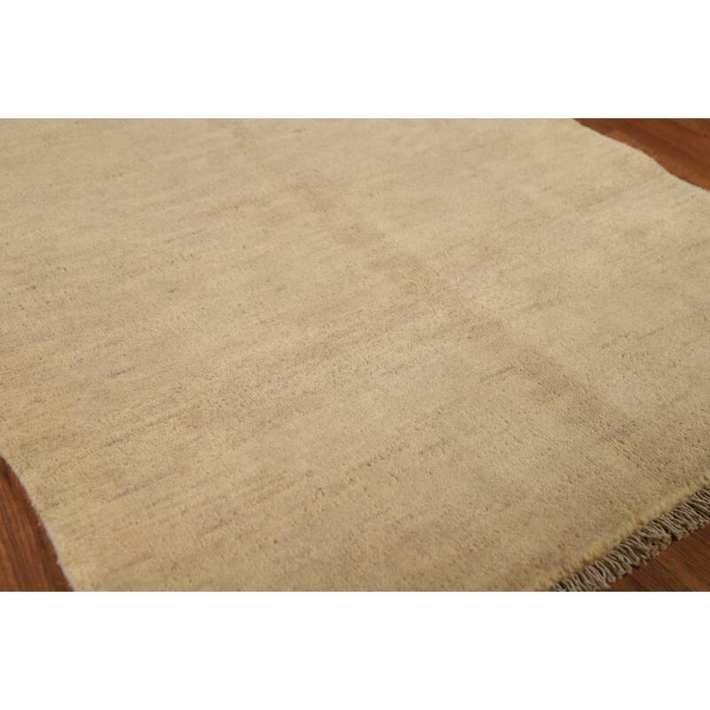 Gabbeh Oriental Foyer Rug Hand-Knotted Solid Wool Carpet - 2'9"x 4'1"