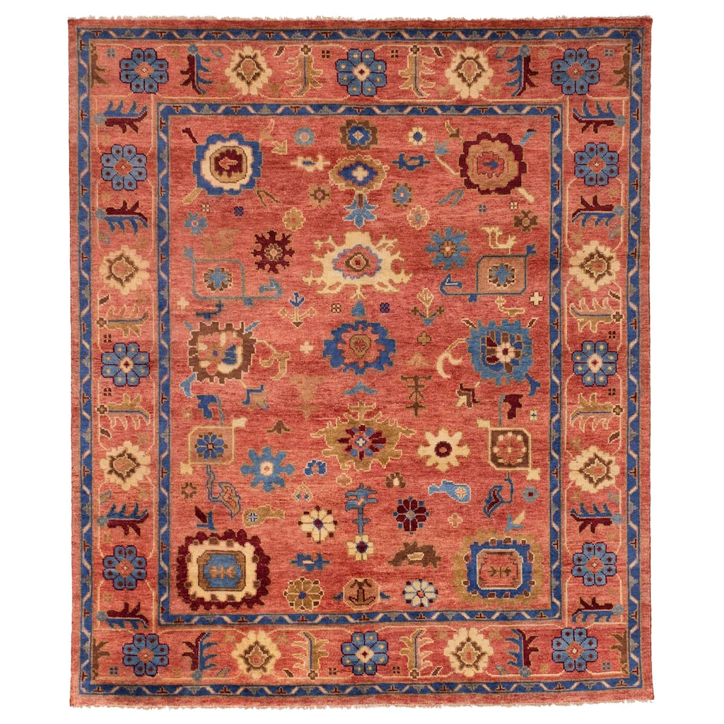 ECARPETGALLERY Hand-knotted Modern Oushak Light Red Wool Rug - 8'3 x 9'11