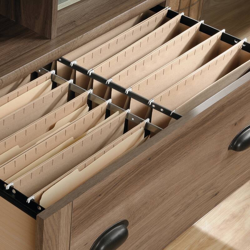 Engineered Wood Coastal Lateral File with Storage Solution, Brown - 31.97" W × 21.18" D × 31.02" H