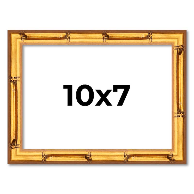 10x7 Frame Gold Bamboo Solid Wood Picture Frame | 1 Inch Moulding