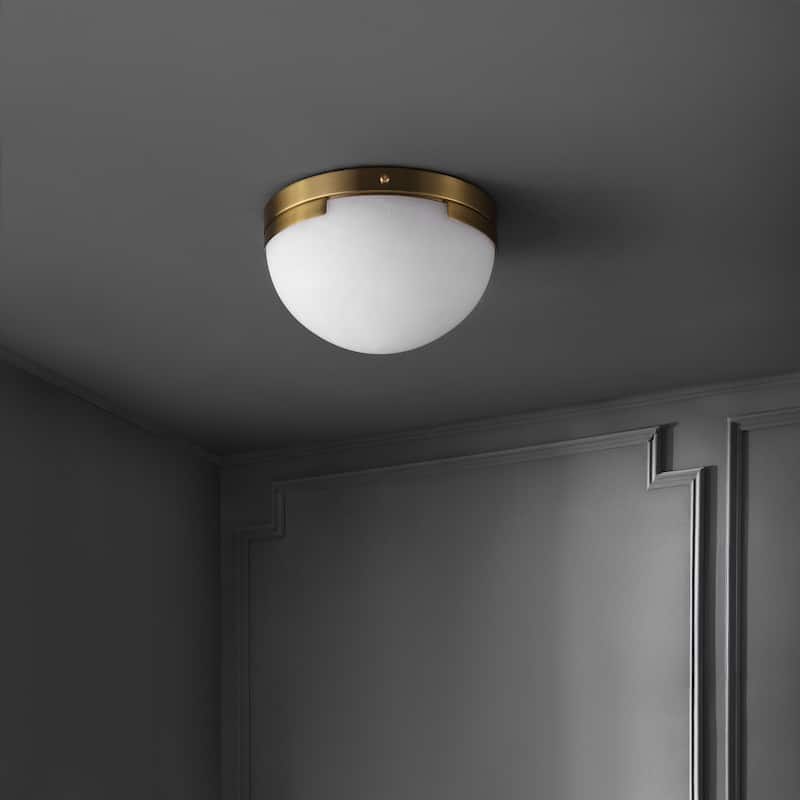 SAFAVIEH Couture Eddie Alabaster Flush Mount - 8"W x 8"D x 5"H