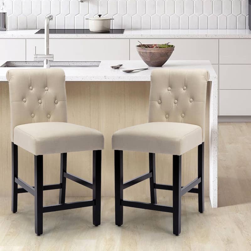 24 Inches Bar Stools Set of 2 Upholstered Counter height Bar Stools - N/A